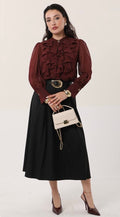 Blouse Rouge Velours d’Automne