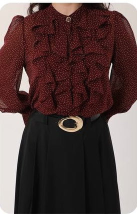 Blouse Rouge Velours d’Automne