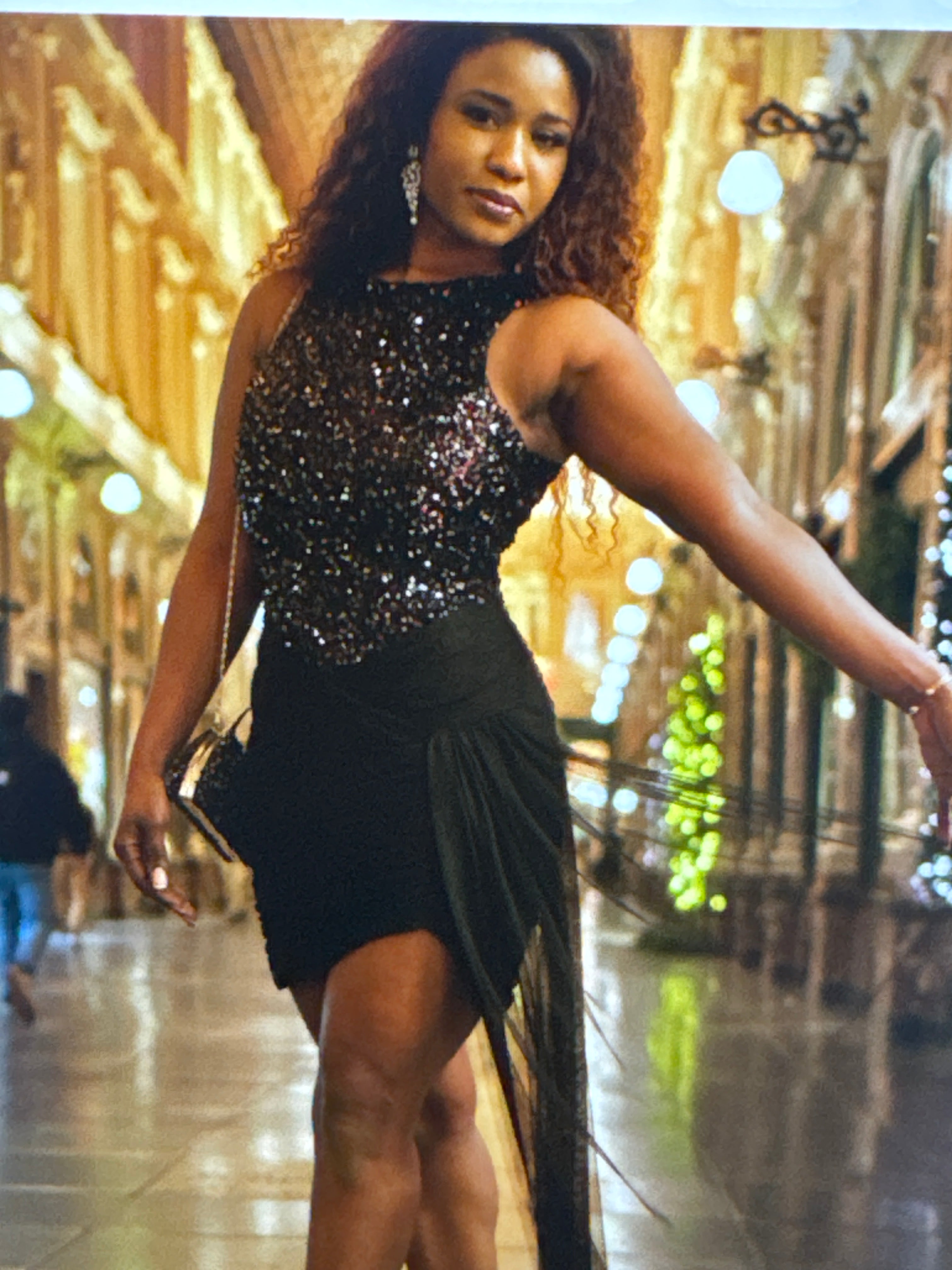 Robe Noire Sequin &drapé