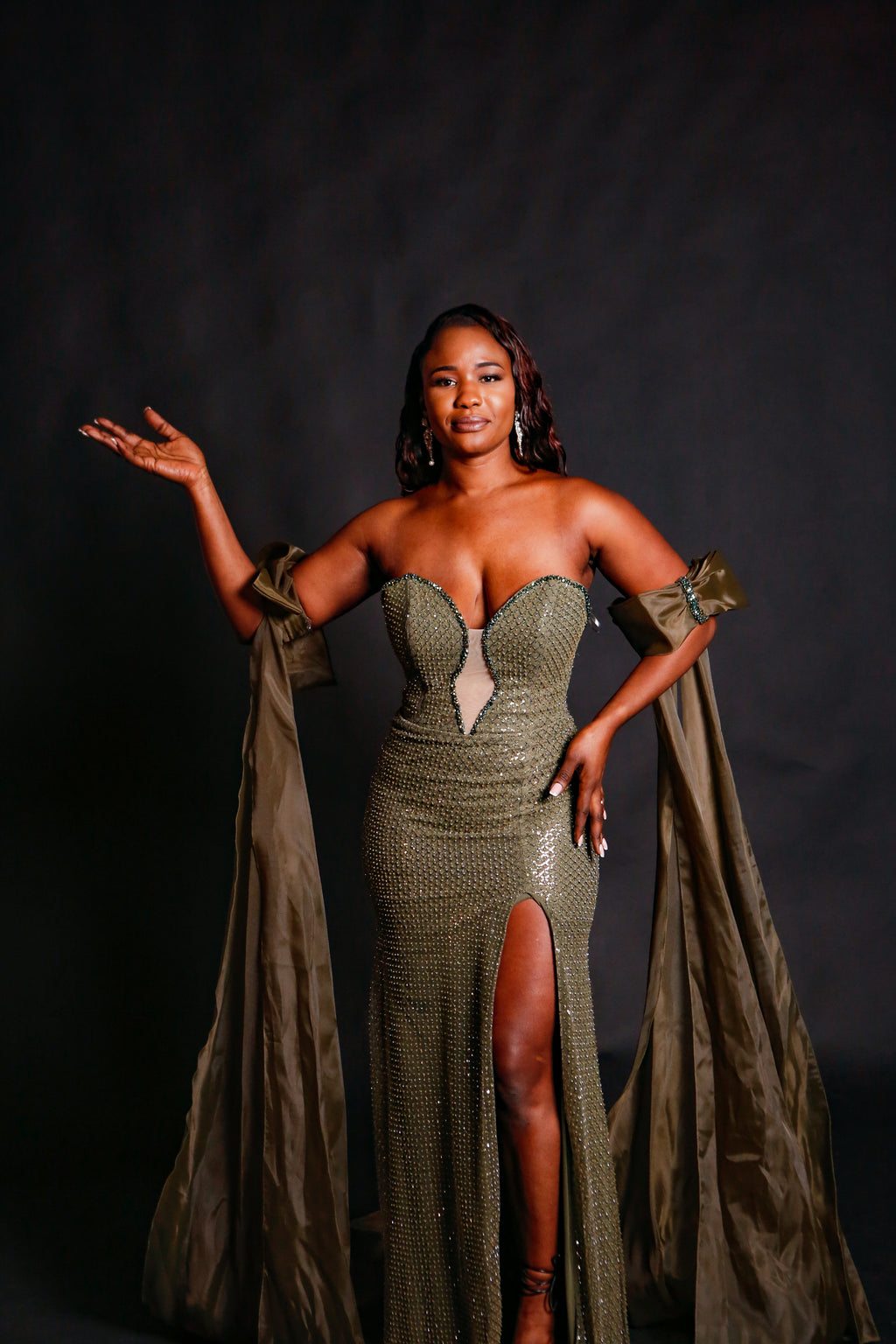 Robe Longue Impératrice Olive