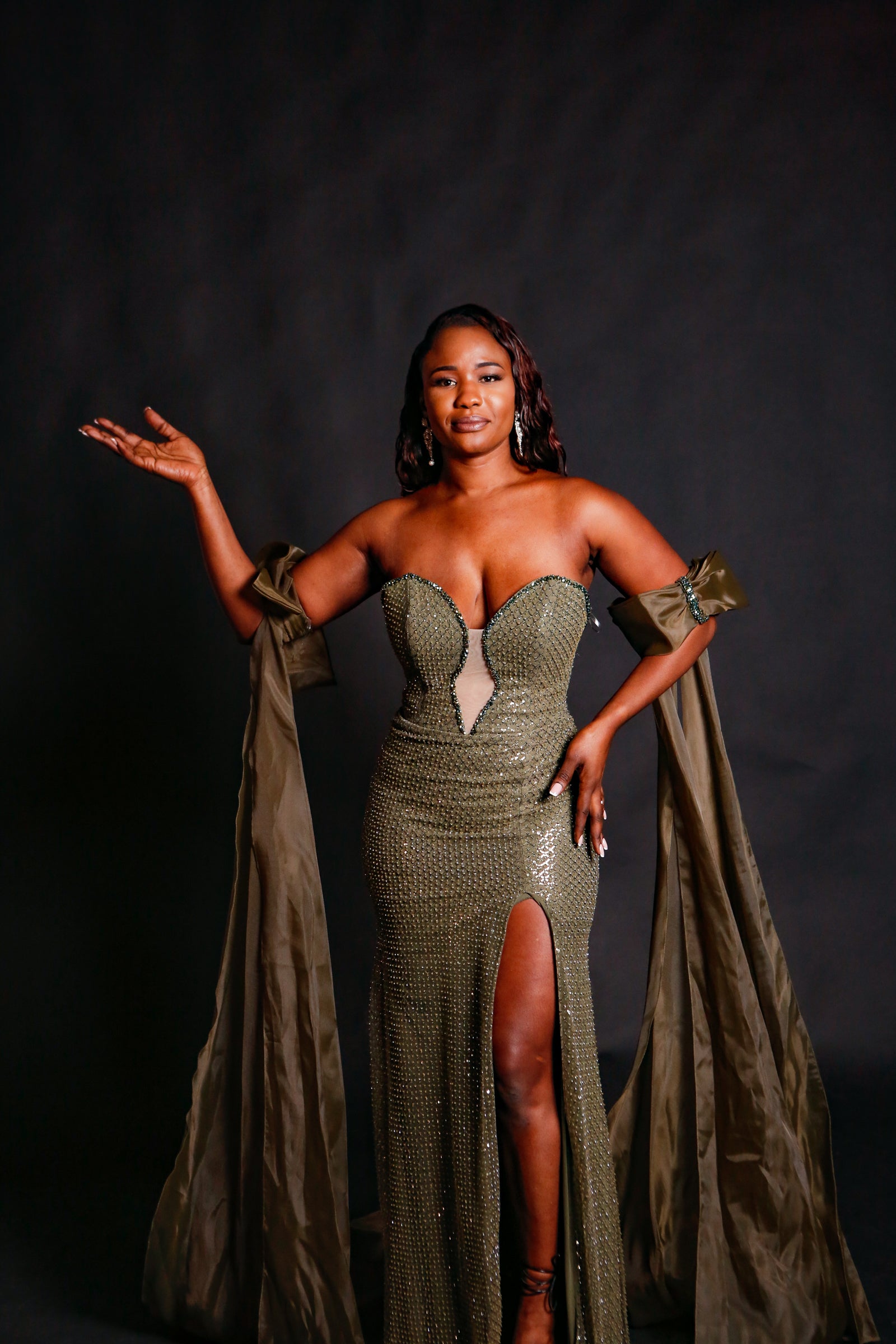 Robe Longue Impératrice Olive